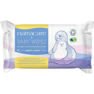 Natracare 100% Cotton Wet Wipes, 50 Count, Eco-Friendly